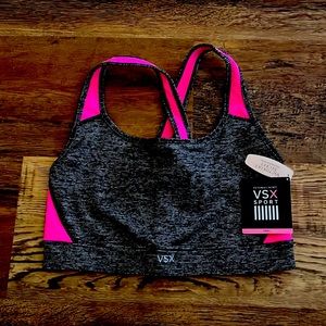 Victoria’s Secret Player Crossback Sport Bra. VSX Sport. Black/Grey& Pink. Small